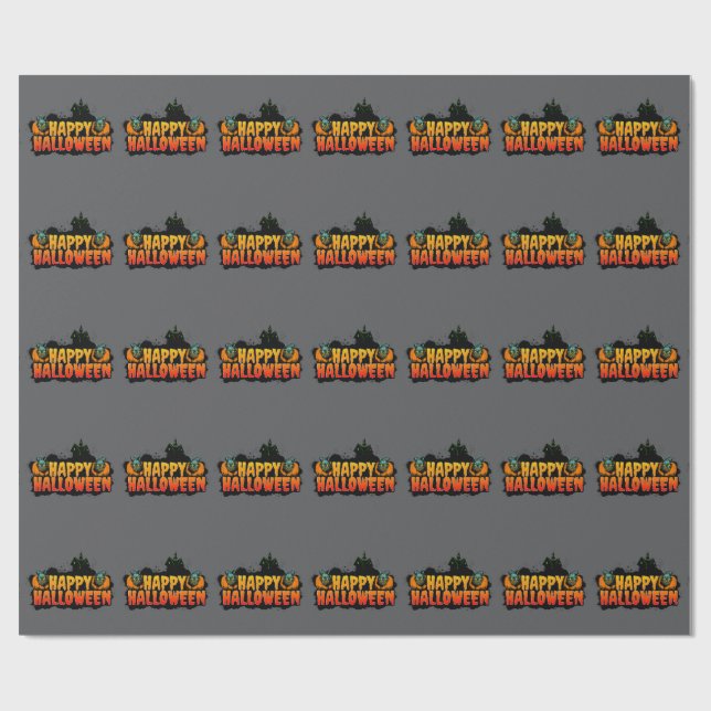 Papier Cadeau Grinning Ghouls, Haunted Halloween (Plat)