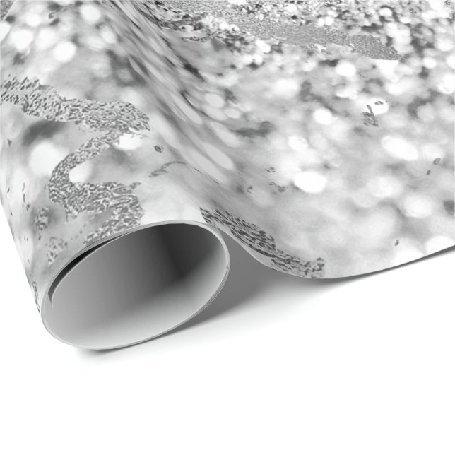 Papier Cadeau Gris Argent Gris Gris Gris Gris Gris Marbre Glitte (Coin rond)