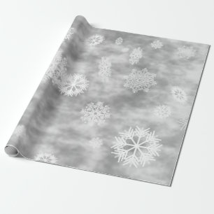 Papier Cadeau Gris argenté d'automne de flocons de neige