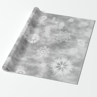Papier Cadeau Gris argenté d'automne de flocons de neige