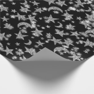 Papier Cadeau Gris argenté de noir de galaxie de nuit