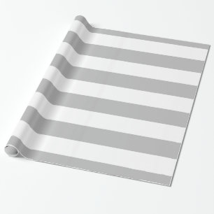 Papier Cadeau Gris, blanc Motif de bandes XL