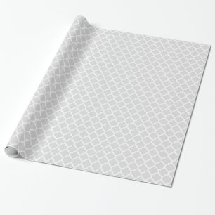 Papier Cadeau Gris Clair Blanc Motif Quatrefoil Marocain #5