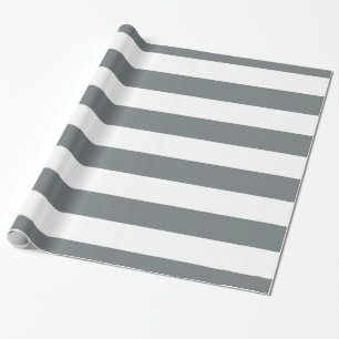 Papier Cadeau Gris de fusain, Motif de rayures XL blanches