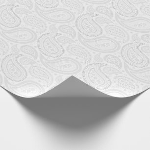 Papier Cadeau Gris de Paisley sur le papier d'emballage blanc