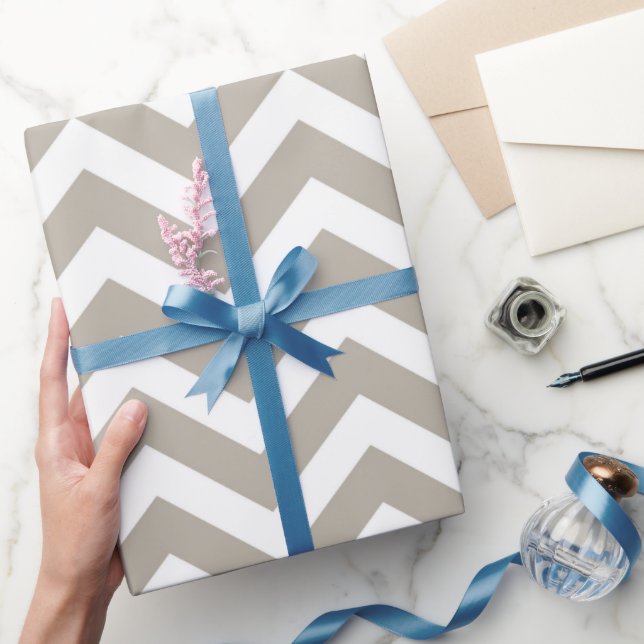 Papier Cadeau Gris et blanc épais Mariage Chevron Anniversaire V (Cadeaux)