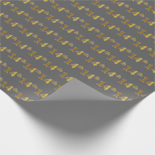 Papier Cadeau Gris, événement d'or de Faux 14ème (quatorzièm