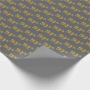 Papier Cadeau Gris, événement d'or quatre-vingt-dixième de Fa