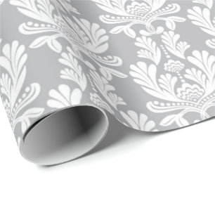 Papier Cadeau Gris Floral Baroque Girlande Marie Antoinette