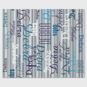 Papier Cadeau Gris Gris / motif de noms personnalisés