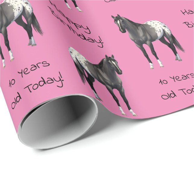 Papier Cadeau Gris Grulla Appaloosa Quartier Horse Stallion (Coin rond)