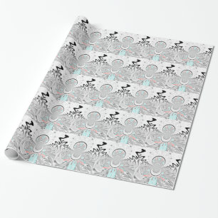 Papier Cadeau Gris Kaleidoscope Art