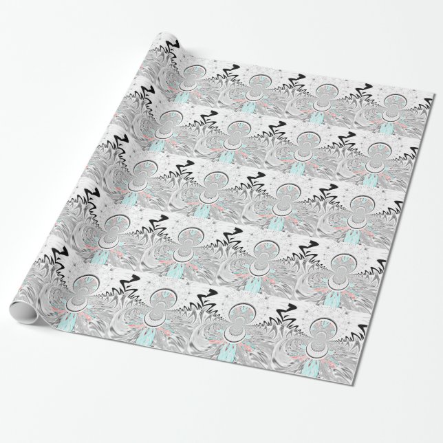 Papier Cadeau Gris Kaleidoscope Art (Déroulé)