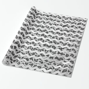 Papier Cadeau Gris léopard Chevron et gris clair