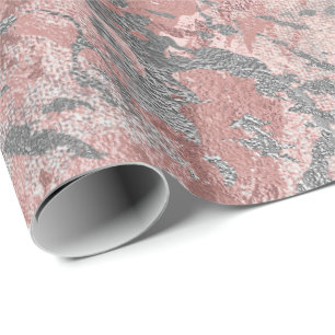 Papier Cadeau Gris Moulé Argent Blush Marbre rose brillant Métal