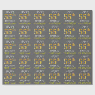 Papier Cadeau Gris, or "JOYEUX cinquante-cinquième ANNIVERSAIRE