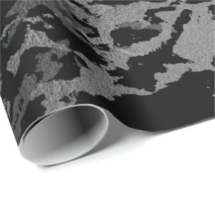 Papier Cadeau Gris profond brillant argenté de marbre noir de