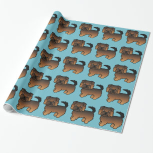 Papier Cadeau Grizzle Norfolk Terrier Cartoon Chien Motif bleu
