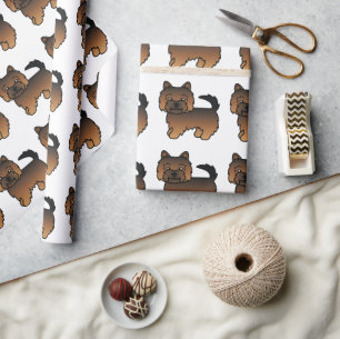 Papier Cadeau Grizzle Norwich Terrier Cartoon Motif