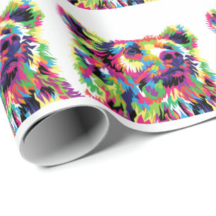 Papier Cadeau Grizzly ours pop art coloré