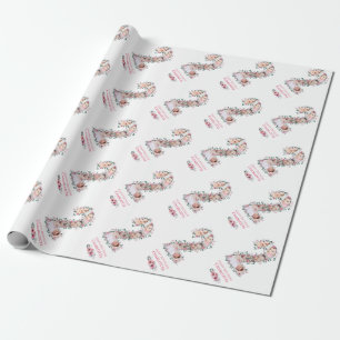 Papier Cadeau Gros 2e anniversaire fille photo Collage Fleur ros