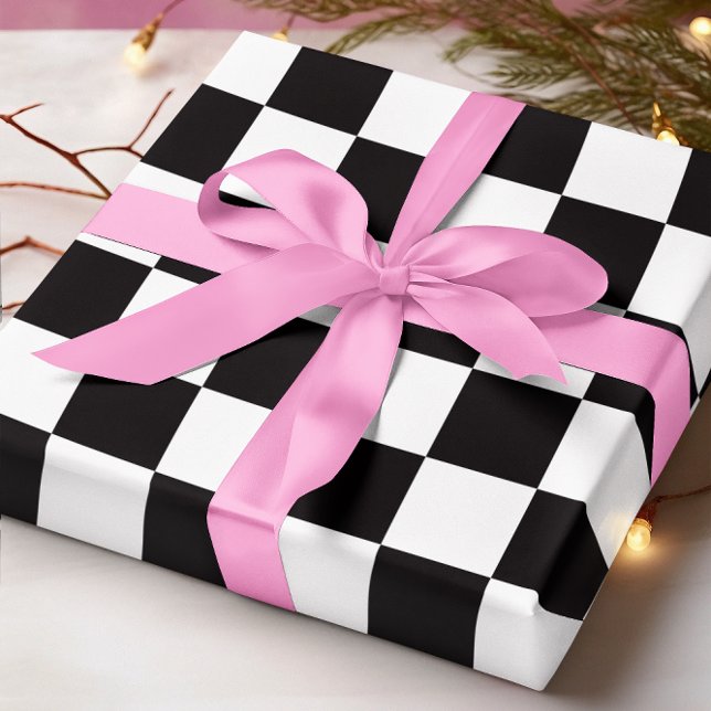 Papier Cadeau Gros À damiers noir et blanc (Big Black and White Checkered Wrapping Paper)