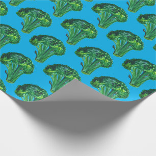 Papier Cadeau Gros brocoli sur une pellicule d'aquarelle bleue