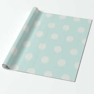 Papier Cadeau Gros points polka vanille gras sur mariage menthe