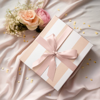 Papier Cadeau Gros rayures pêche et blanc clair