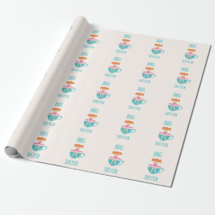 Papier Cadeau Grosse Soeur Tea personnalisé Texte personnalisé