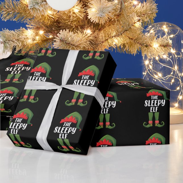 Papier Cadeau Groupe de jumelage des elfes endormis Noël (Vacances)