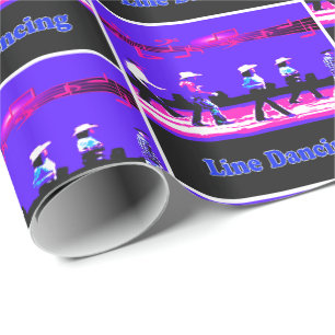 Papier Cadeau Groupe Western Line Dancing Bleu, Noir Rose