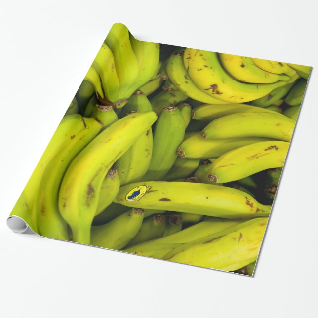 Papier Cadeau Groupes de bananes vertes (Déroulé)