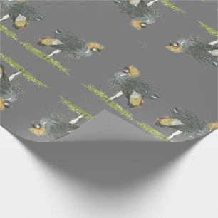Papier Cadeau Grue de la Couronne grise en voie de disparition