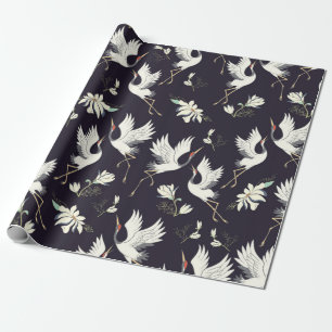 Papier Cadeau grue, motif, illustration vintage oiseau volant f