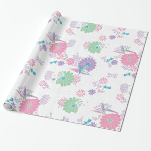 Papier Cadeau Grues et fleurs en papier d'origine