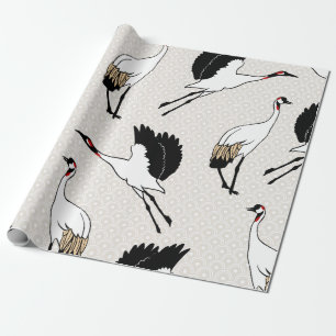 Papier Cadeau Grues japonaises modernes et pétoncles de taupe