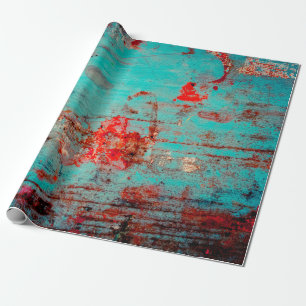 Papier Cadeau Grunge arrière - plan de turquoise. Boucles, frott