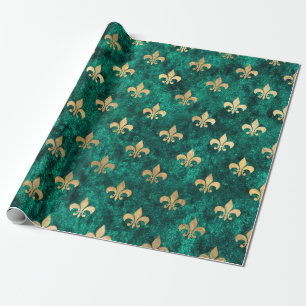 Papier Cadeau Grunge Green Velvet Fleur De Lis Mardi Gras