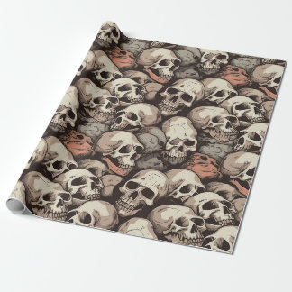 Papier Cadeau grunge pile de crânes dessin motif sans soudure