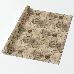 Papier Cadeau Grunge Rustic Steampunk Horloge (11)