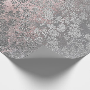 Papier Cadeau Grungy gris rose rose argenté Poudre flush flush