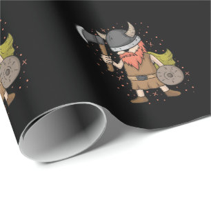 Papier Cadeau Guerrier viking à barbe et armure