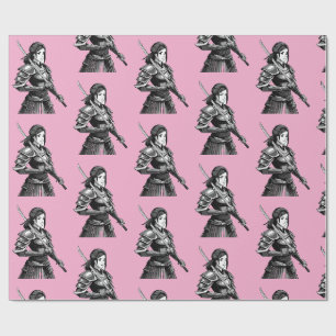 Papier Cadeau Guerrière samouraï japonaise - femme