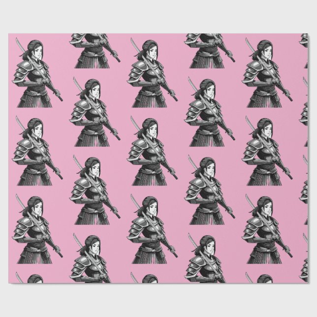 Papier Cadeau Guerrière samouraï japonaise - femme (Plat)