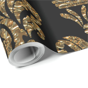 Papier Cadeau GuildHall Regal 30'x 30" noir Damask