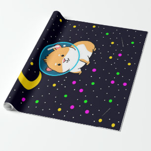 Papier Cadeau Guinéen Cochon Dans L'Espace Cadeau Unique Pour L'