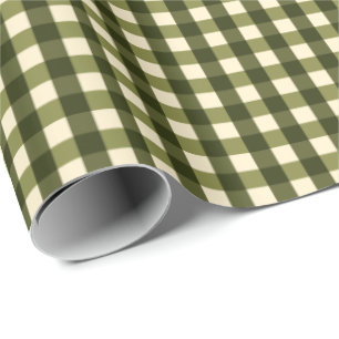 Papier Cadeau Guingan foncé vert