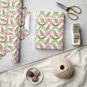 Papier Cadeau Guirlande de léopard Préppy aquarelle Noël