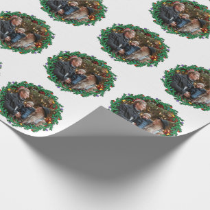 Papier Cadeau Guirlande de Noël avec la photo personnalisée